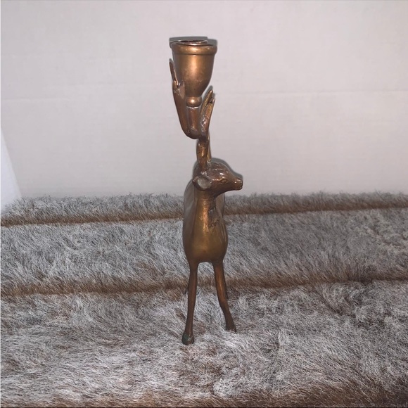 Brass Candelabra Reindeer Buck Candleholder